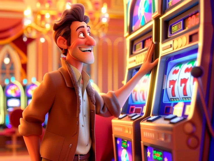 Antarmuka aplikasi kasino mobile bestibet menampilkan permainan slot dan opsi menu navigasi
